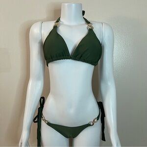 Olive green top and bottom  two piece bikini set